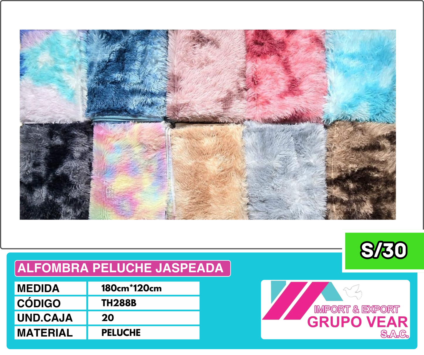 ALFOMBRA PELUCHE JASPEADO 180X120CM