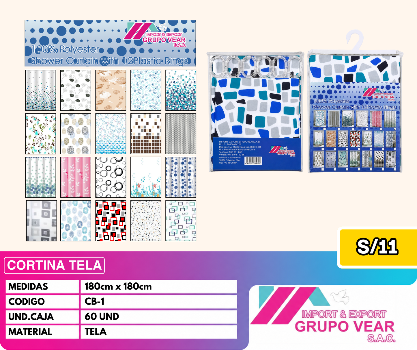 CORTINA TELA (60 UNIDADES)