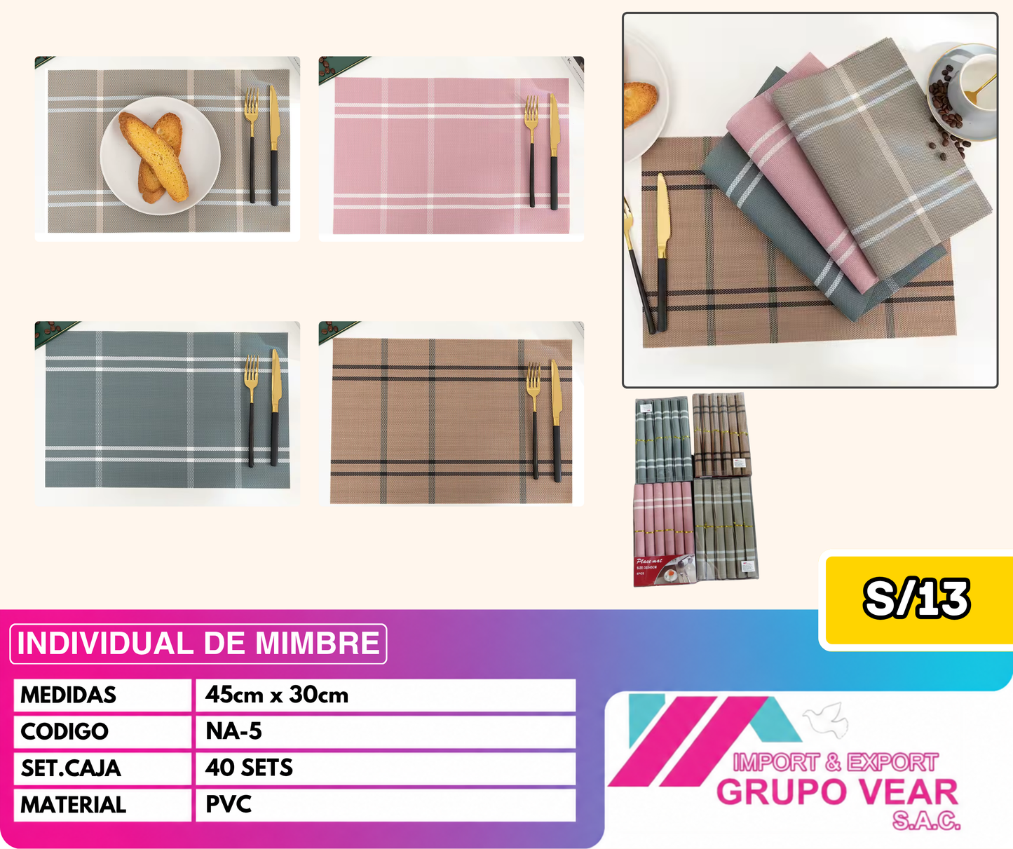 INDIVIDUAL DE MIMBRE (40 SETS)