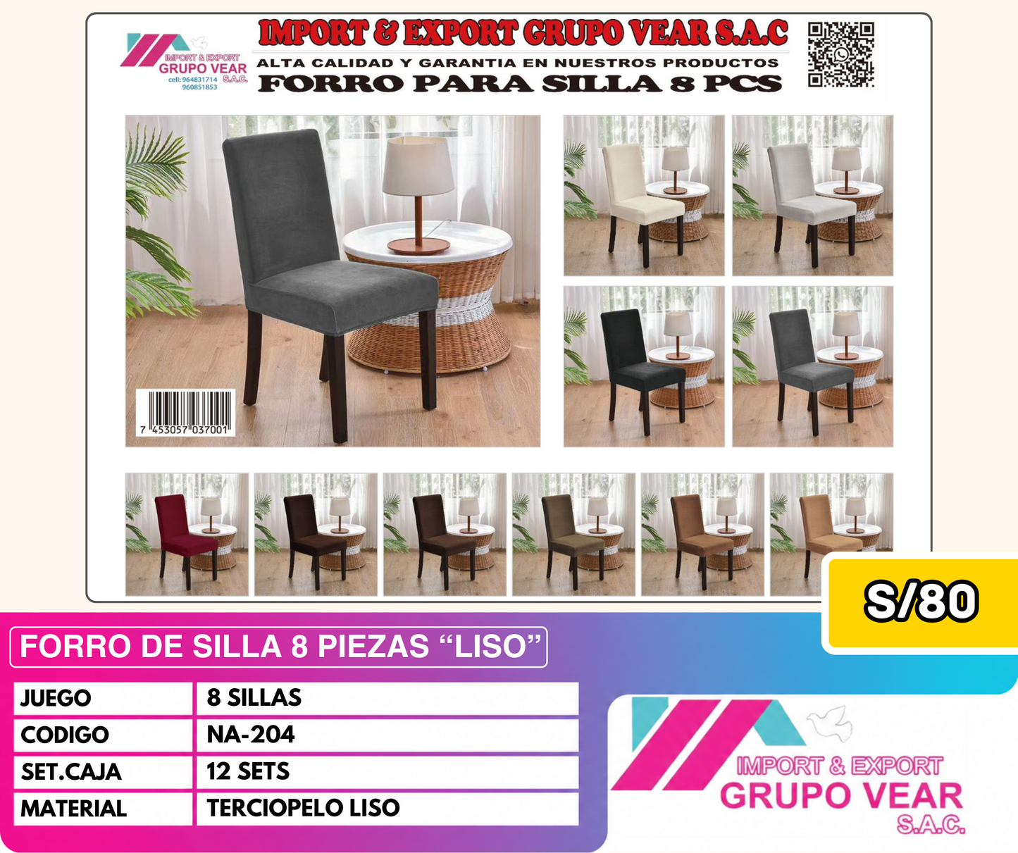 FORRO DE SILLAS (12 SETS)
