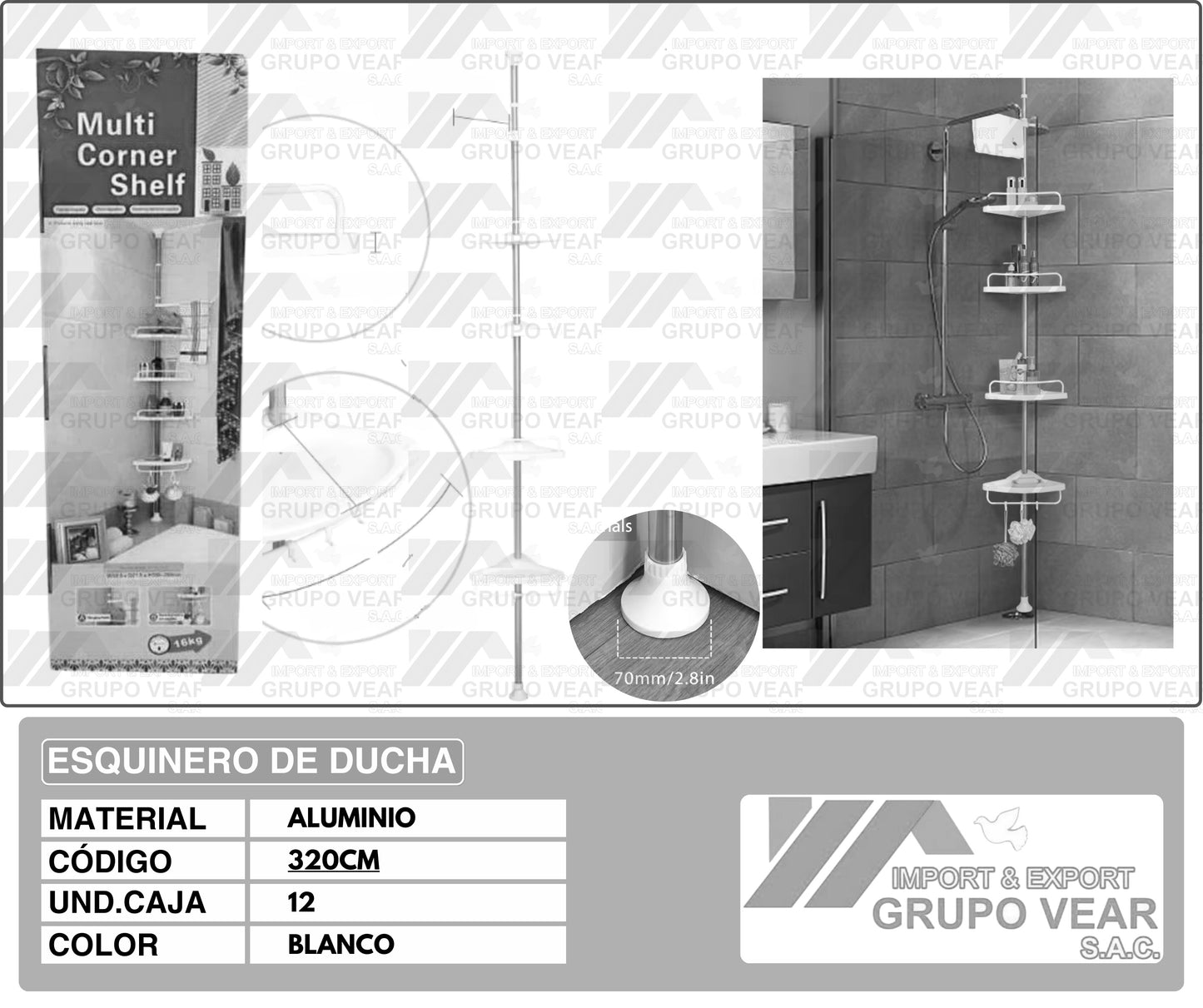 ESQUINERO DE DUCHA (12 UNIDADES)