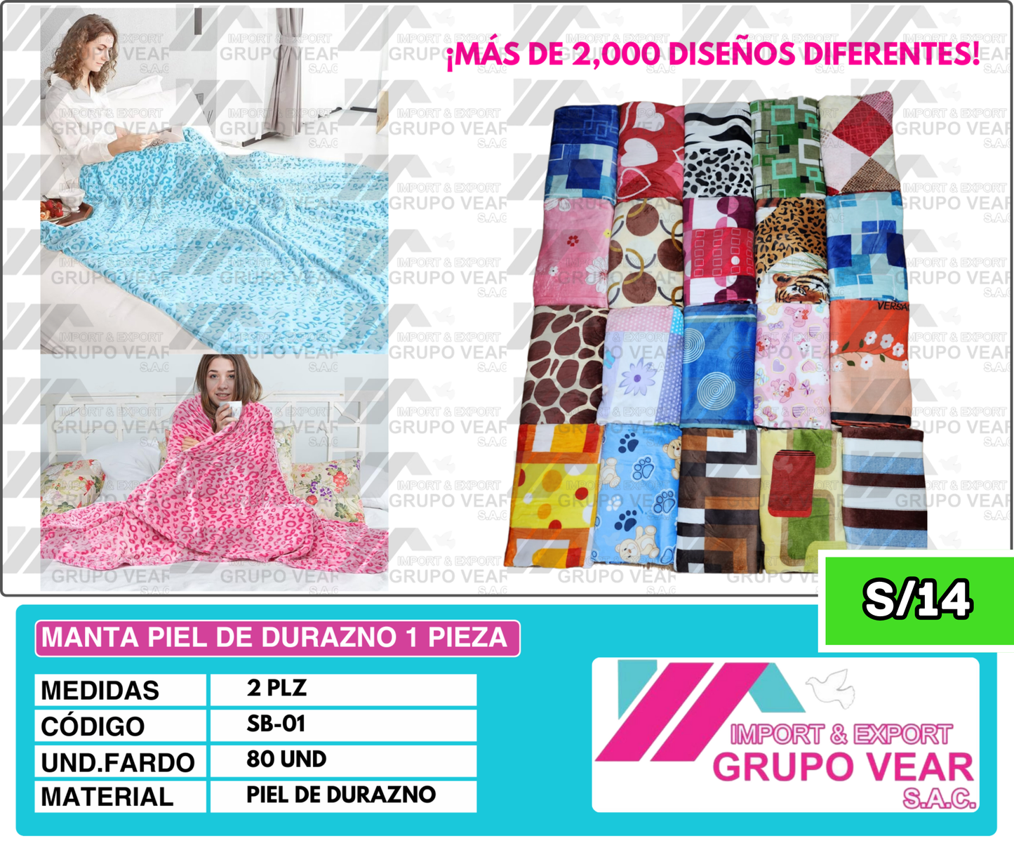 MANTA PIEL DE DURAZNO 1 PIEZA (80 UNIDADES)