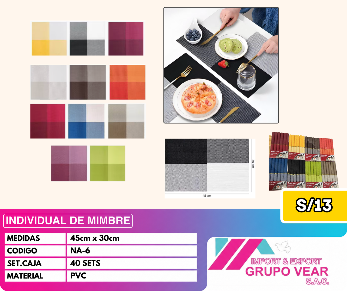 INDIVIDUAL DE MIMBRE (40 SETS)