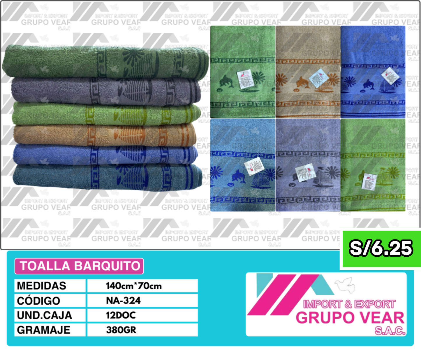 TOALLA ECONOMICA BARQUITO (12 DOCENAS)