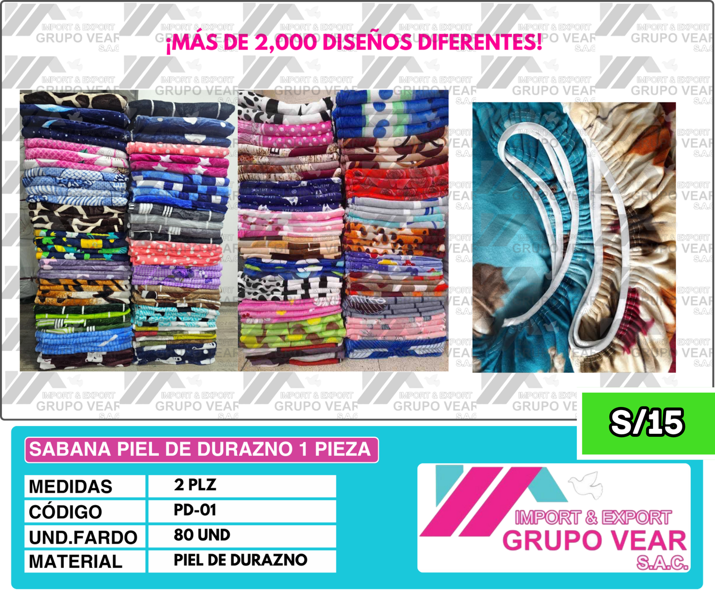 SÁBANA PIEL DE DURAZNO 1 PIEZA (80 UNIDADES)