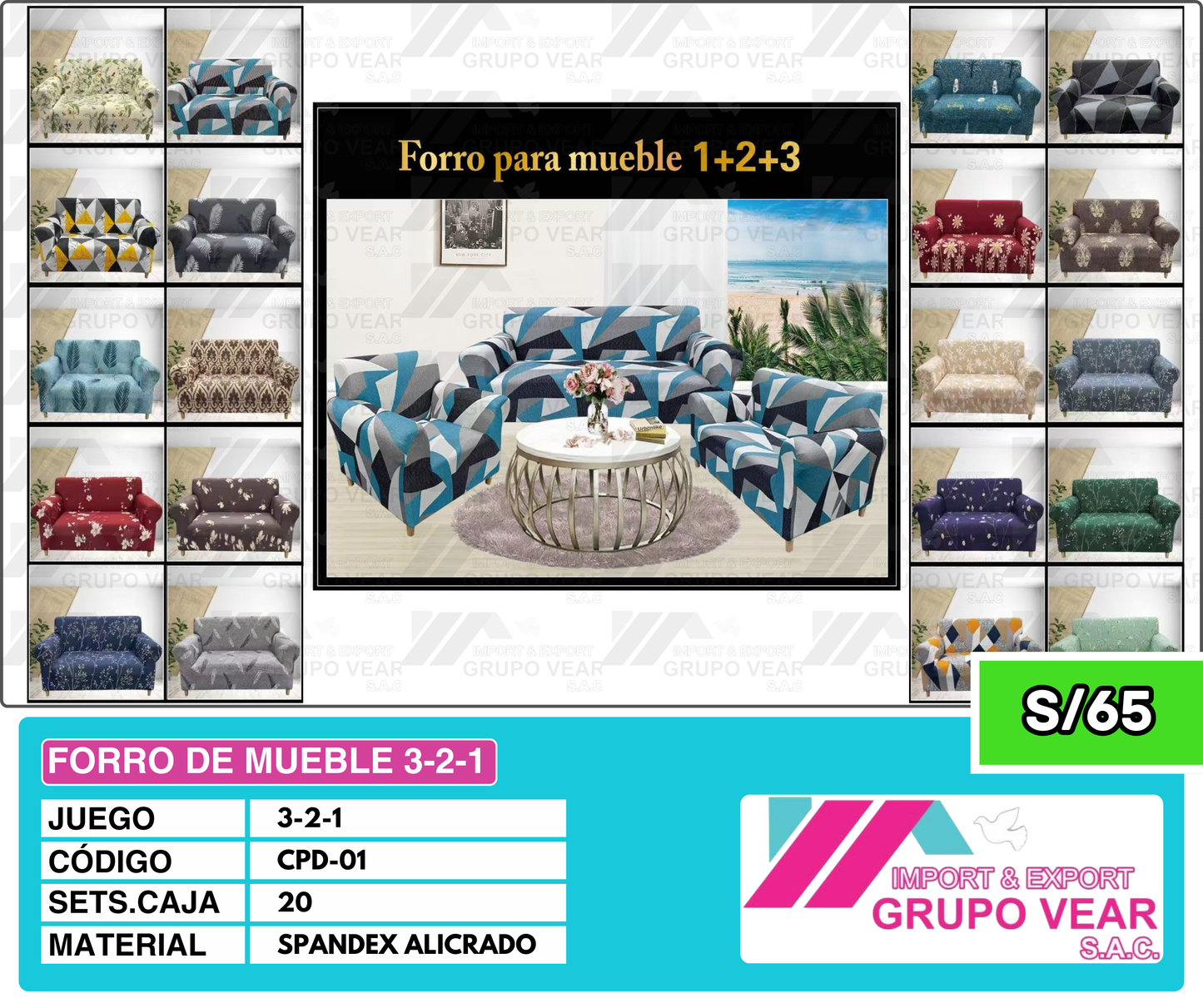 FORRO DE MUEBLE 3-2-1 (20SETS)