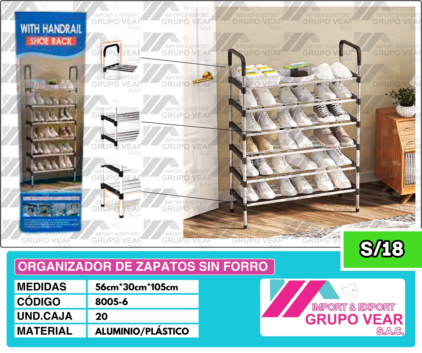 ORGANIZADOR DE ZAPATOS SIN FORRO (20 UNIDADES)