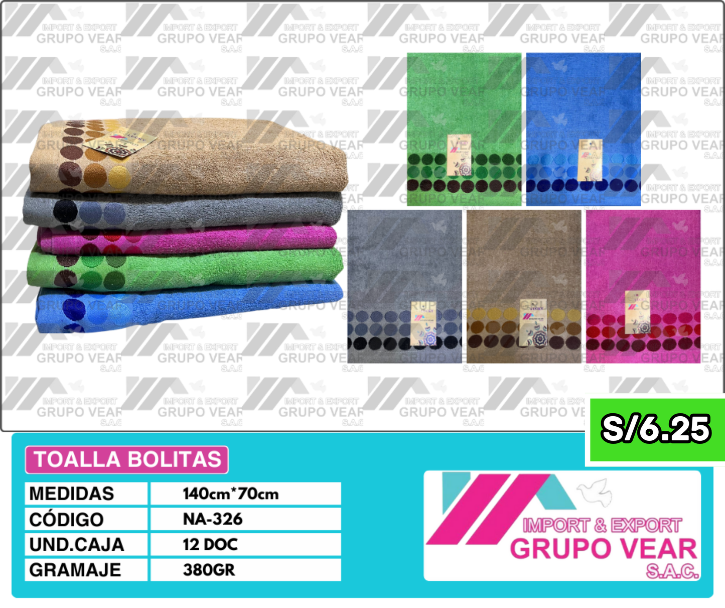 TOALLA ECONOMICA BOLITAS (12 DOCENAS)