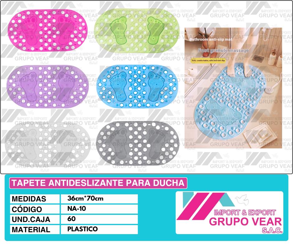 TAPETE ANTIDESLIZANTE PARA DUCHA "B" (60 UNIDADES)