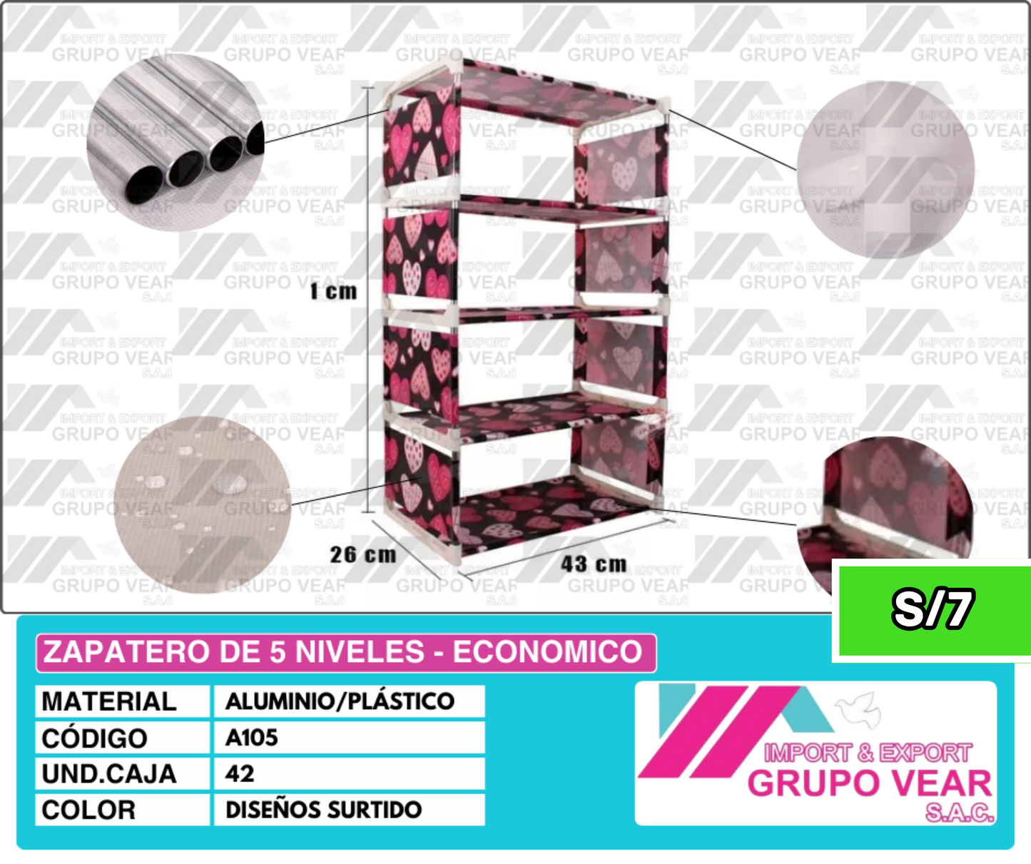 ZAPATERO ECONÓMICO DE 5 NIVELES (42 UNIDADES)