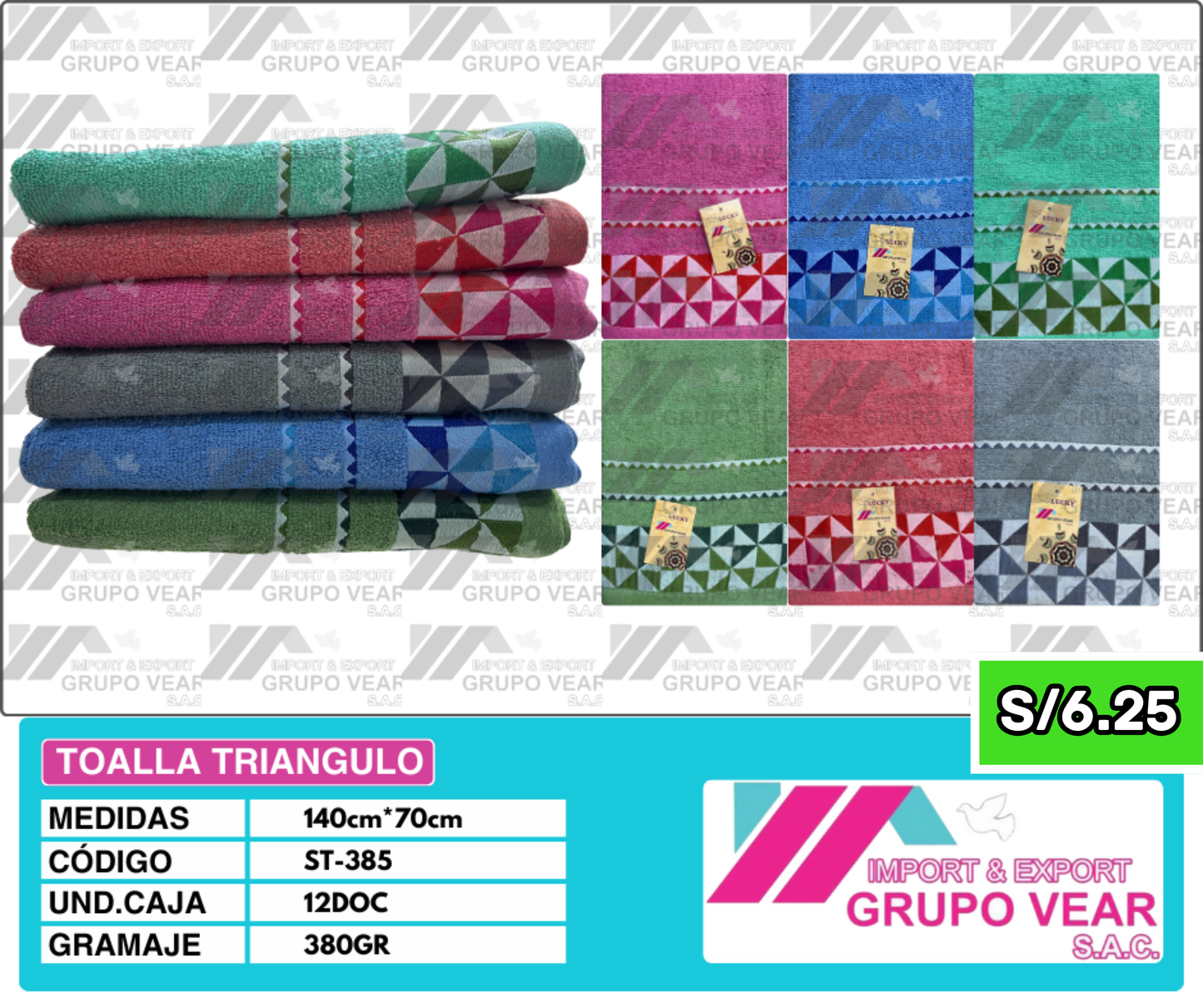 TOALLA ECONOMICA TRIÁNGULO (12 DOCENAS)