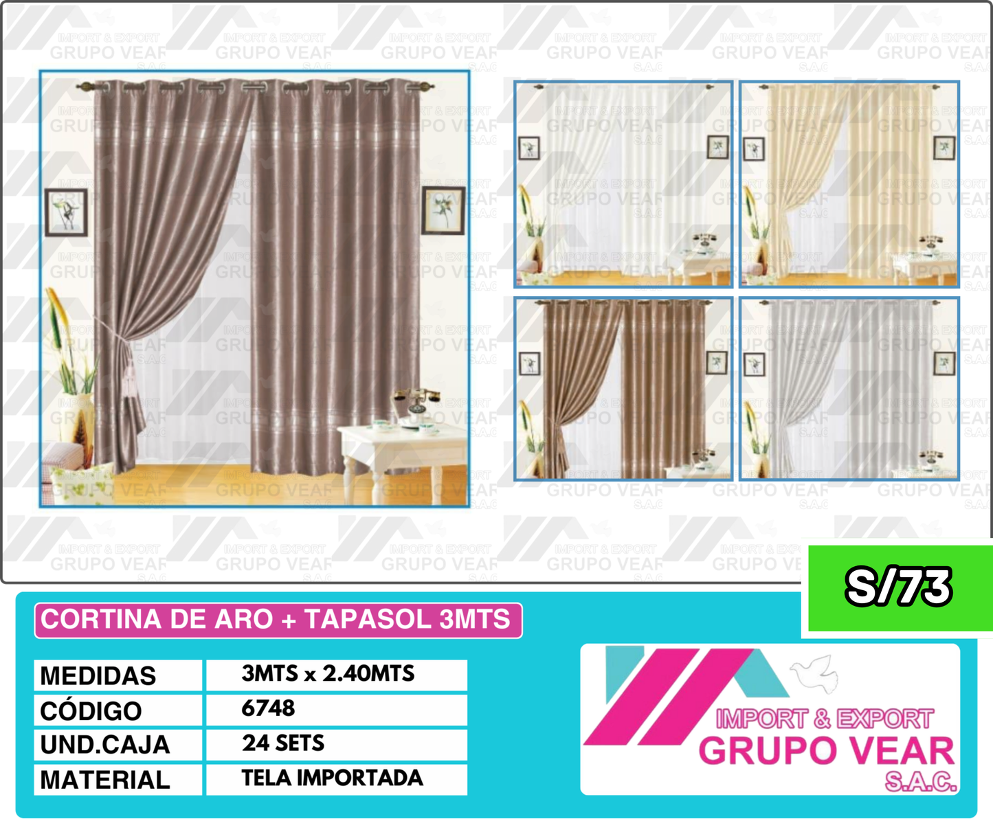 CORTINA DE ARO + TAPASOL 3MTS (24 SETS)