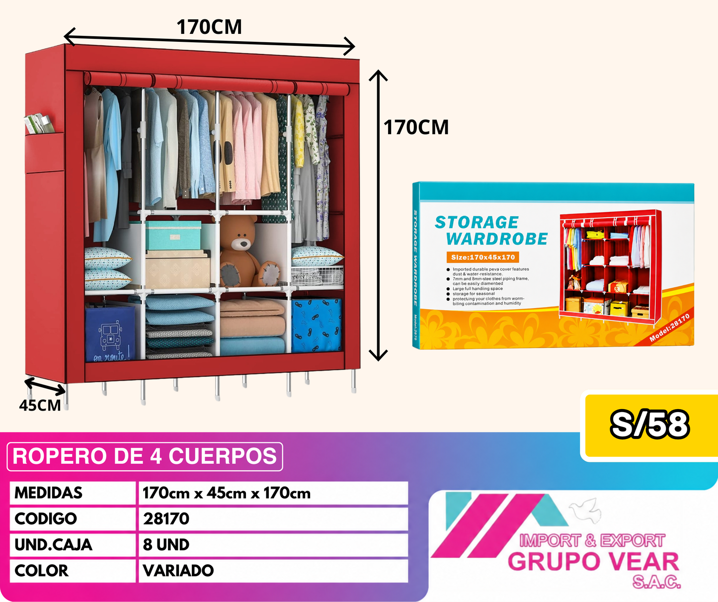 ROPERO DE 4 CUERPOS