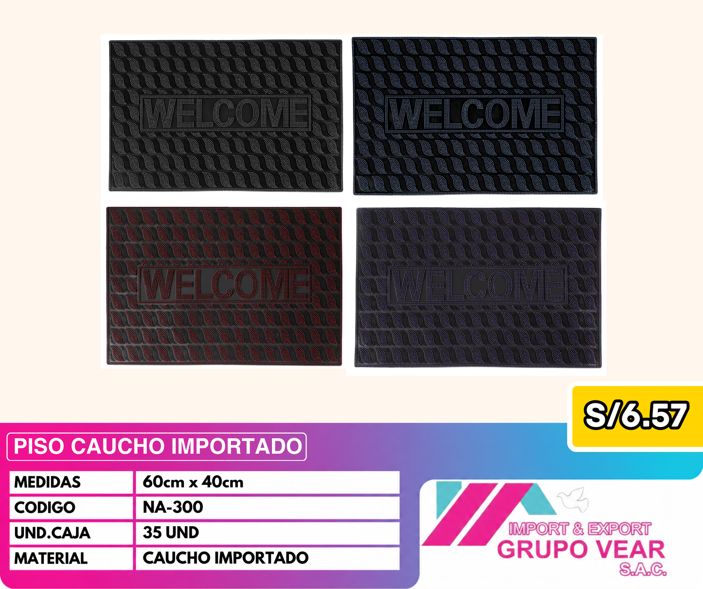 PISO CAUCHO IMPORTADO (35 UNIDADES)