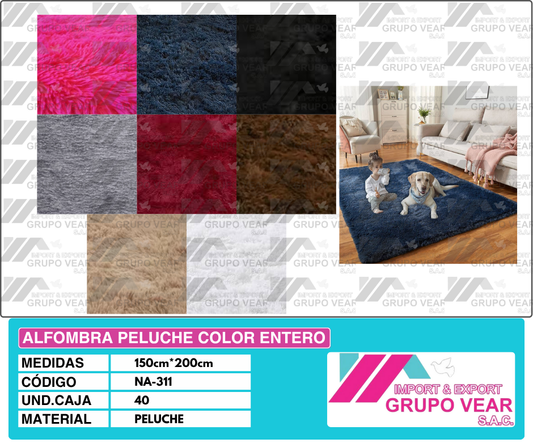 ALFOMBRA PELUCHE COLOR ENTERO 200X150