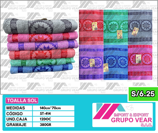 TOALLA ECONOMICA SOL (12 DOCENAS)