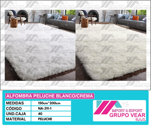 ALFOMBRA PELUCHE BLANCO/CREMA