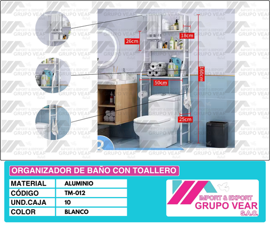 ORGANIZADOR DE BAÑO CON TOALLERO