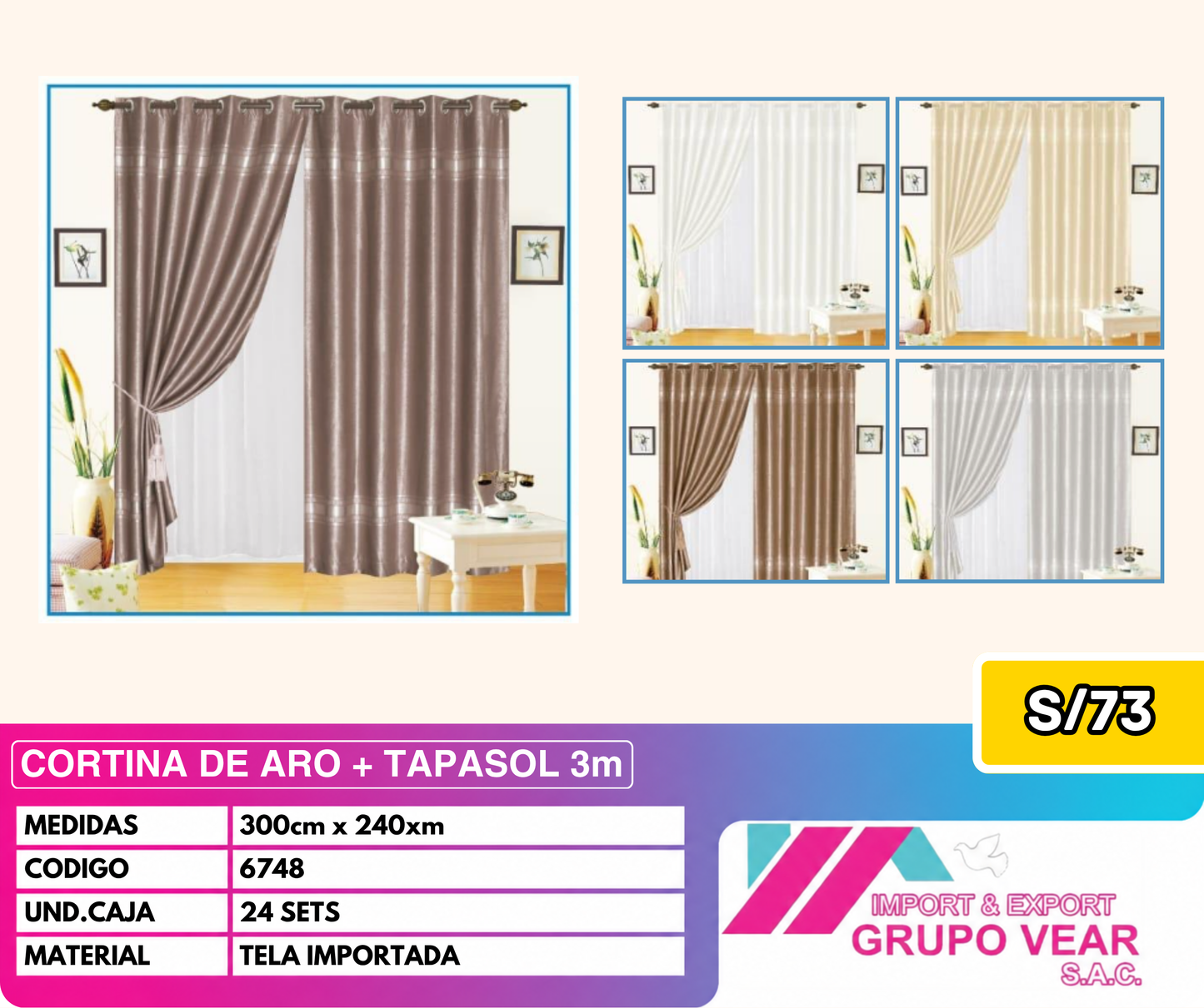 CORTINA DE ARO + TAPASOL 3MTS (24 SETS)