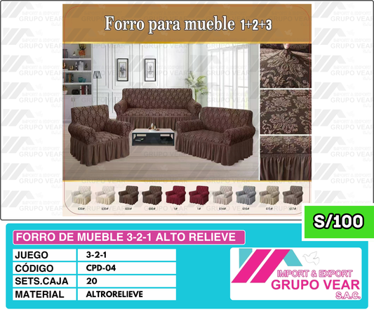 FORRO DE MUEBLE 3-2-1 ALTO RELIEVE (20SETS)