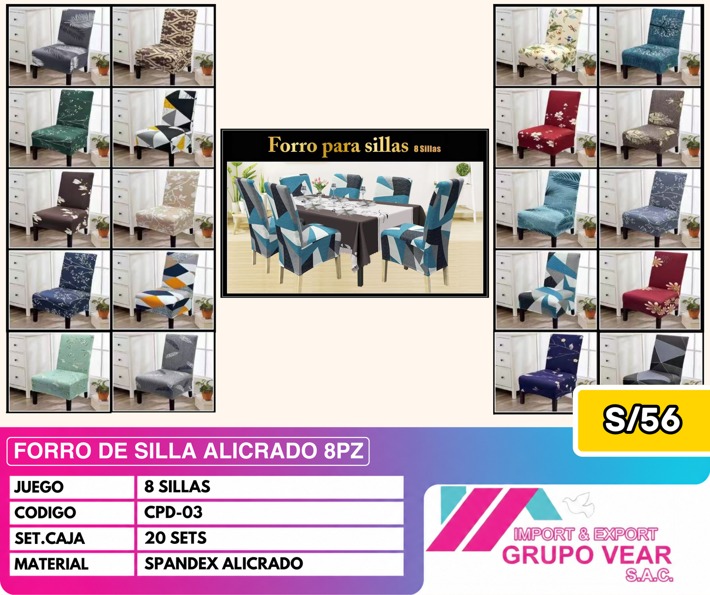 FORRO DE SILLA ALICRADO 8PZ (20SETS)