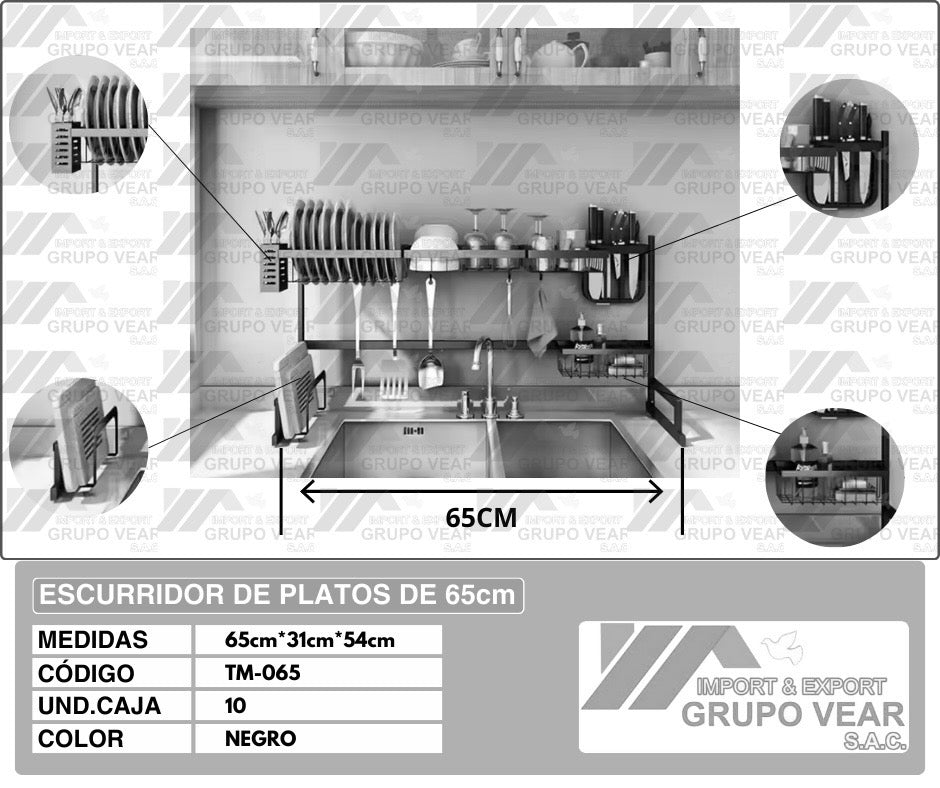 ESCURRIDOR SIN TAPA 65CM (10 UNIDADES)
