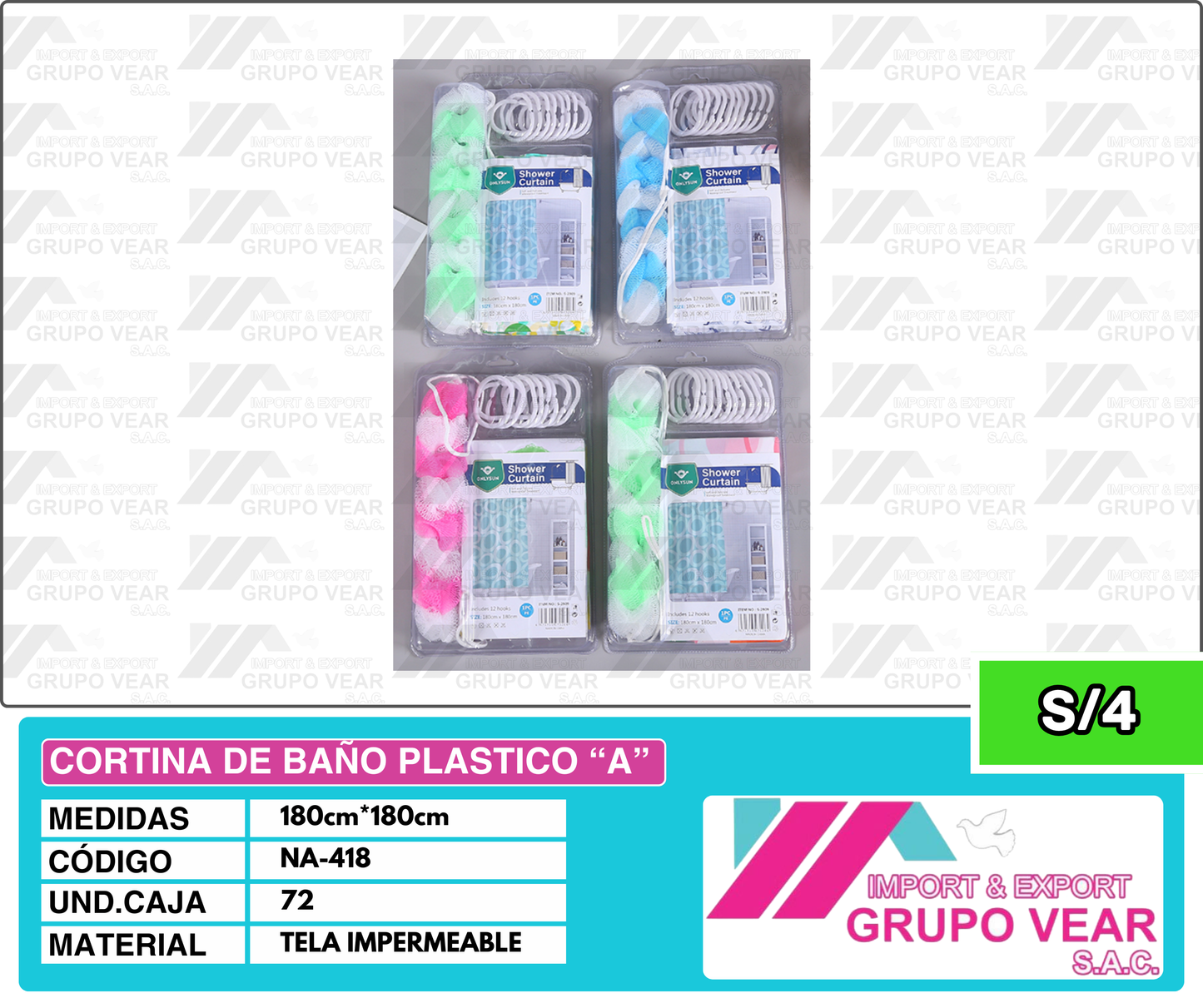 CORTINA DE BAÑO PLASTICO "A"