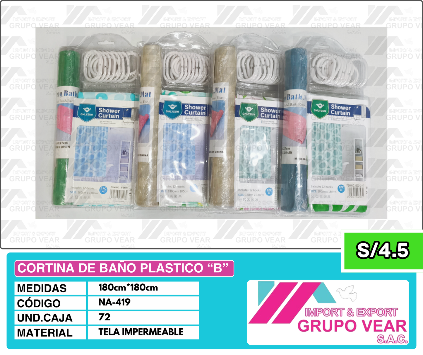 CORTINA DE BAÑO PLASTICO "B"