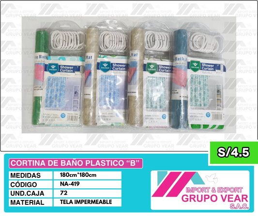 CORTINA DE BAÑO PLASTICO "B"