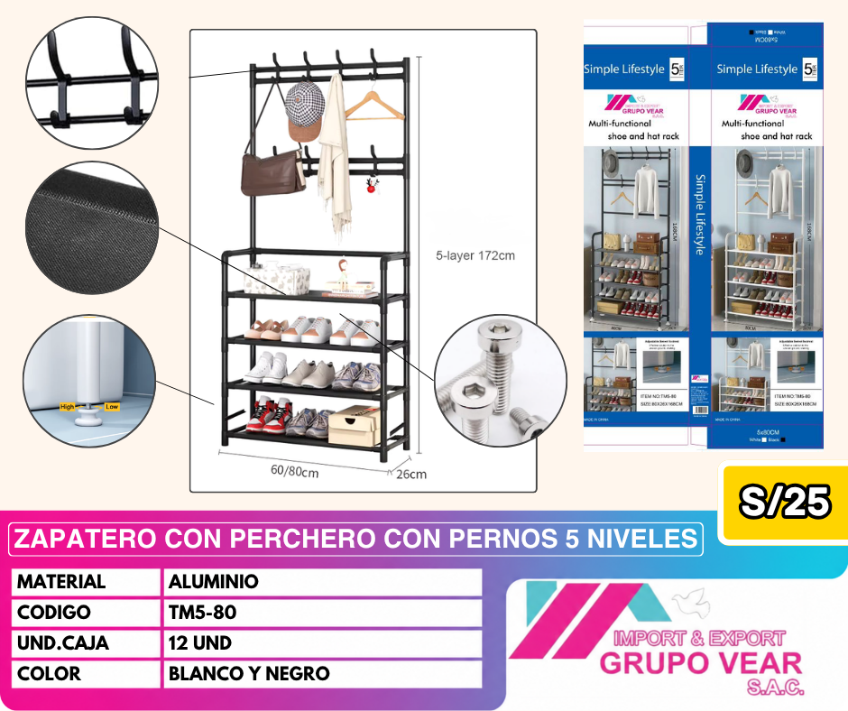 ZAPATERO CON PERCHERO (12 UNIDADES)