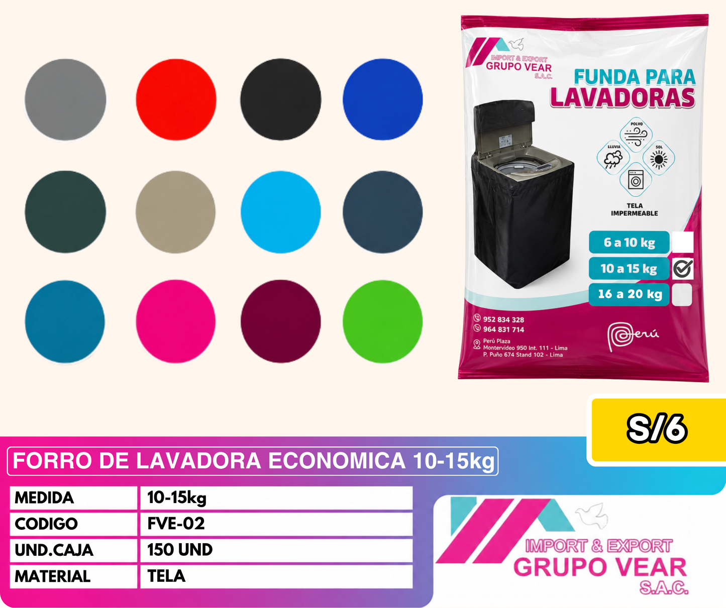 FORRO DE LAVADORA ECONÓMICA 10-15KG