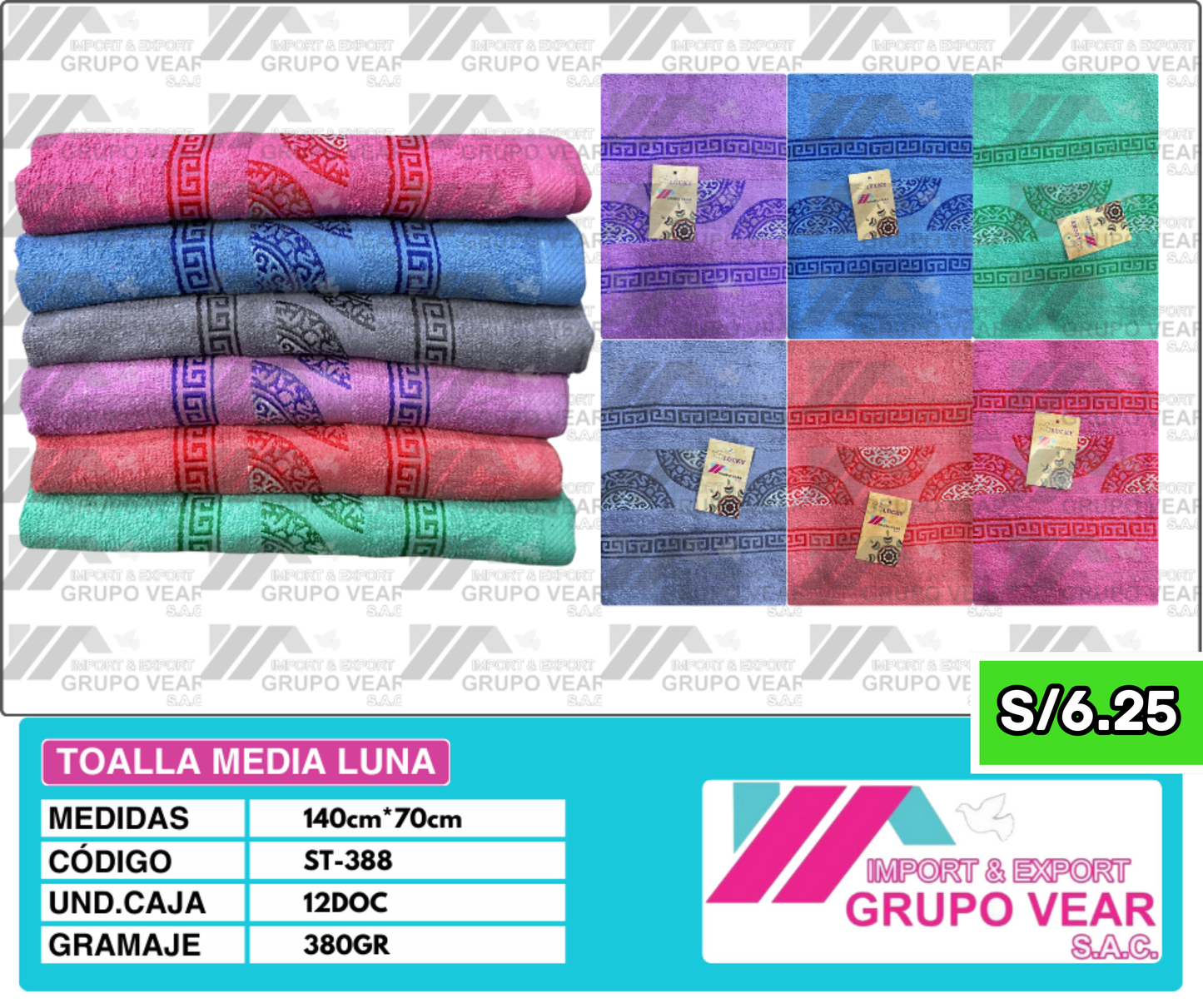 TOALLA ECONOMICA MEDIA LUNA (12 DOCENAS)