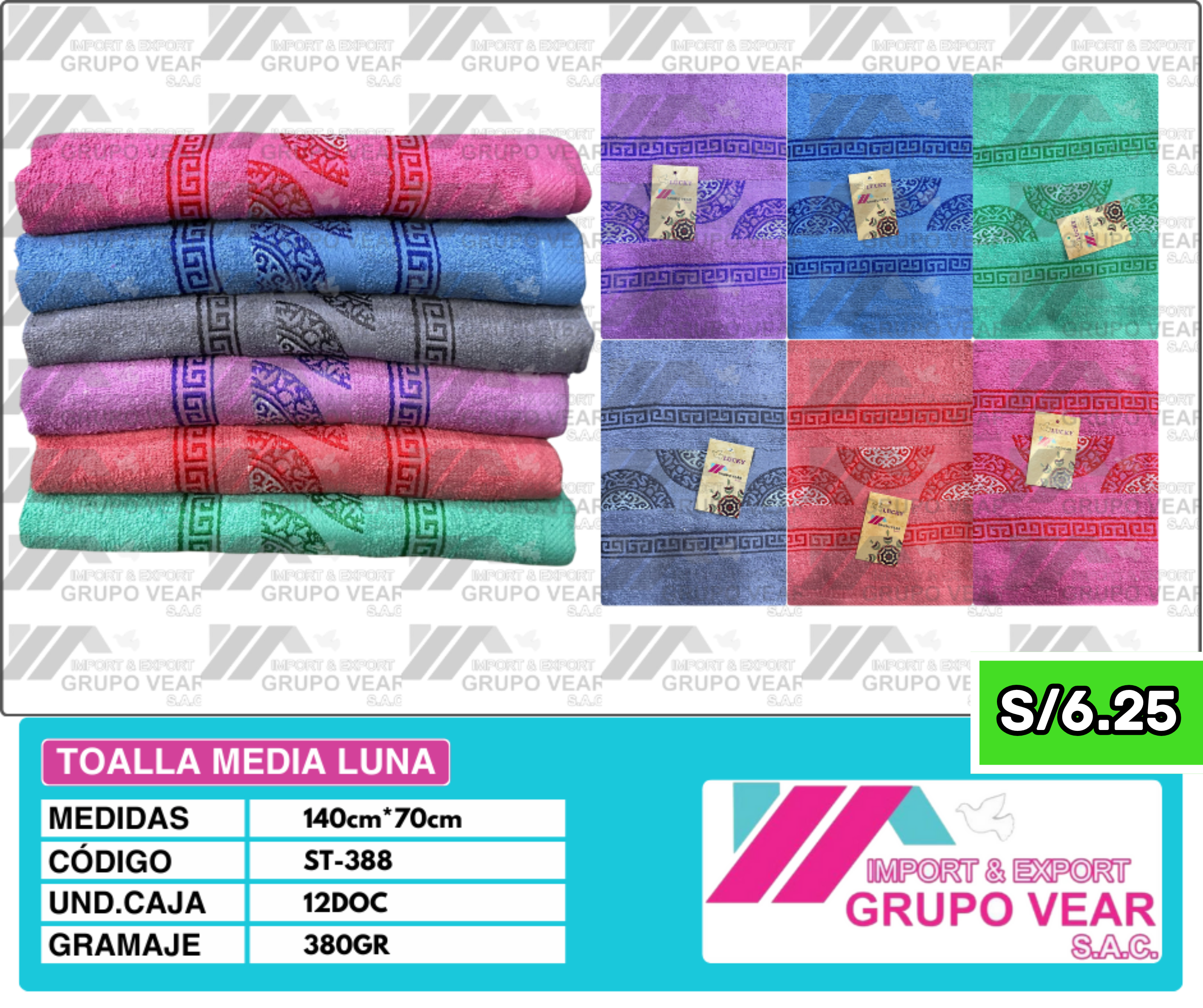 TOALLA ECONOMICA MEDIA LUNA (12 DOCENAS)