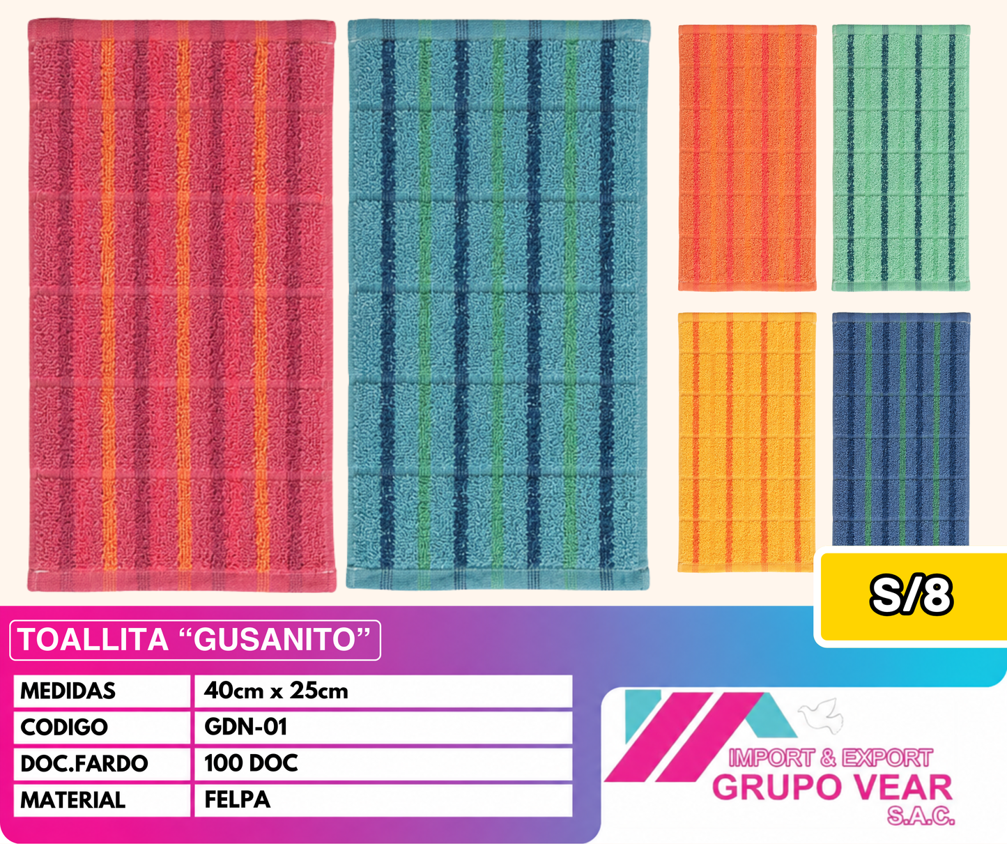 TOALLITA "GUSANITO" (100 DOC)