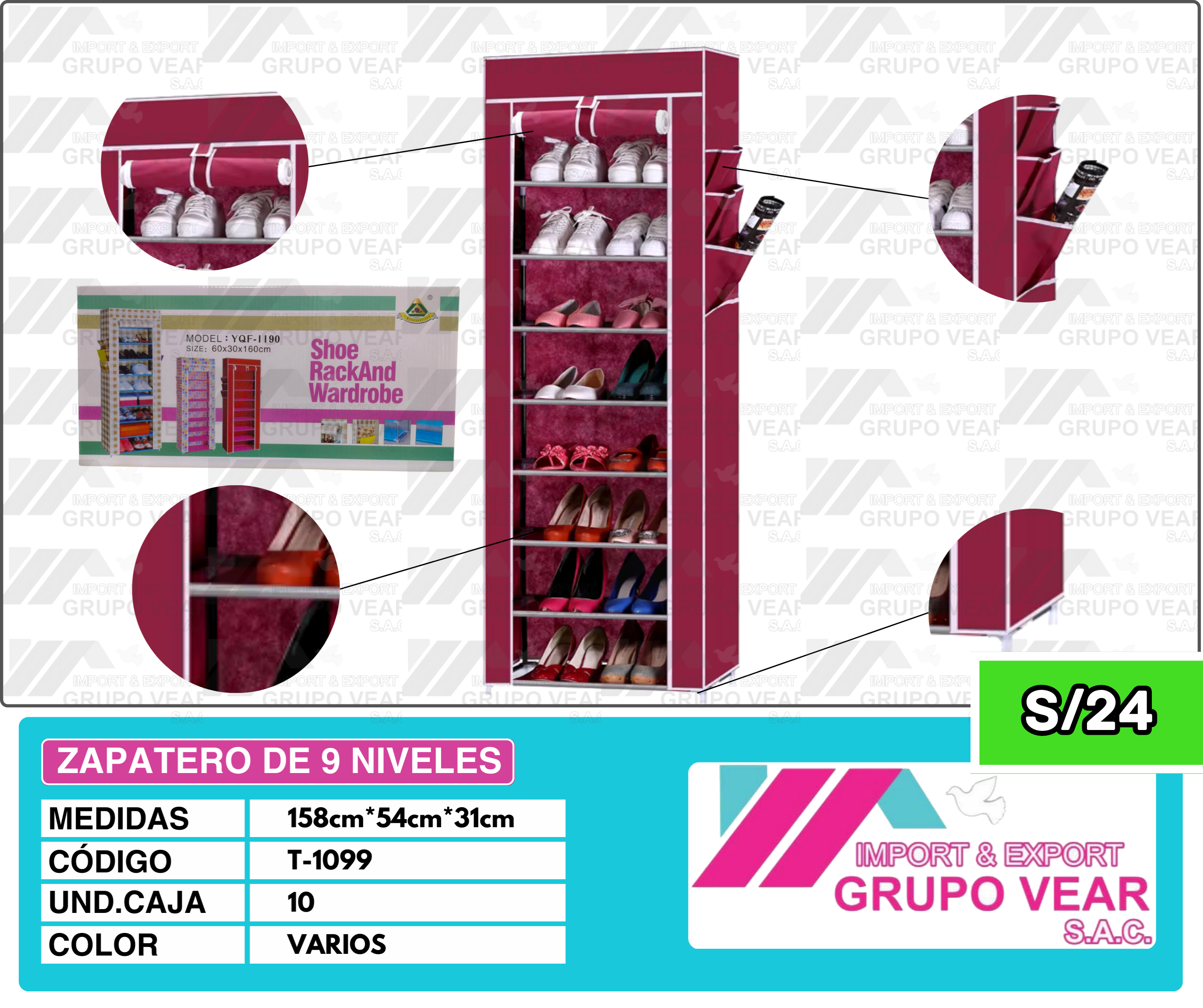 ZAPATERA DE 9 NIVELES (10 UNIDADES)