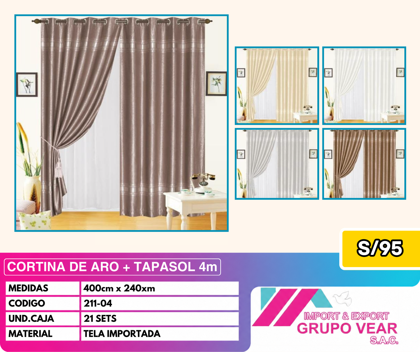 CORTINA DE ARO + TAPASOL 4MTS (21 SETS)