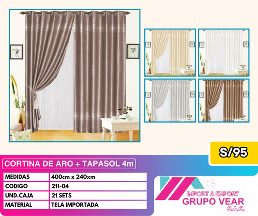 CORTINA DE ARO + TAPASOL 4MTS (21 SETS)