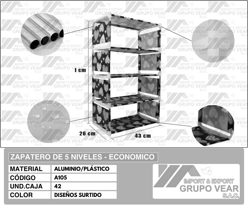 ZAPATERO ECONÓMICO DE 5 NIVELES (42 UNIDADES)