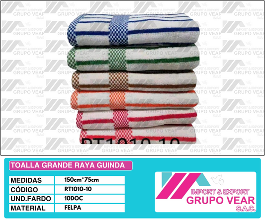 TOALLA GRANDE RAYA GUINDA (10 DOC)