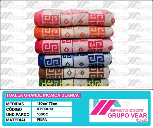 TOALLA GRANDE INCAICA BLANCA (10 DOC)