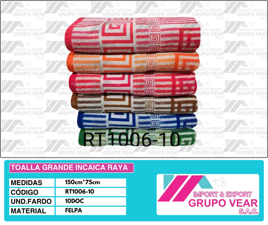 TOALLA GRANDE INCAICA RAYA (10 DOC)