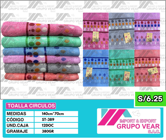 TOALLA ECONOMICA CIRCULOS (12 DOCENAS)