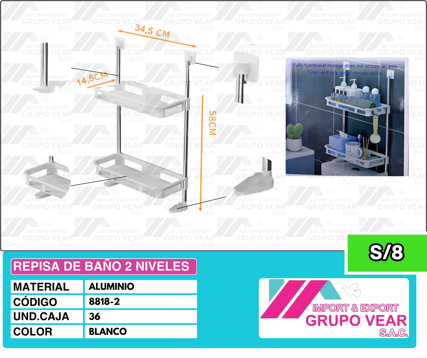 REPISA DE BAÑO 2 NIVELES (36UND)