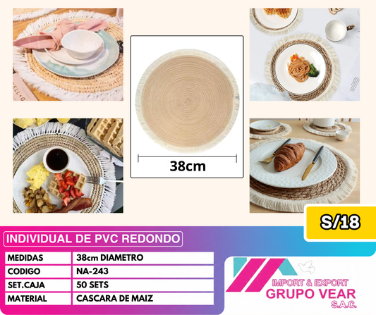 INDIVIDUAL DE BAMBÚ REDONDO (50 SETS)