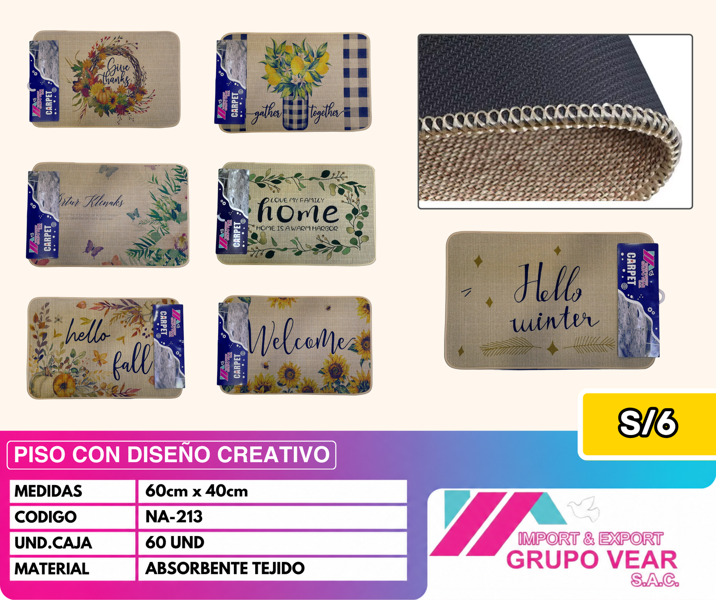 PISO CON DISEÑO CREATIVO (60 UNIDADES)