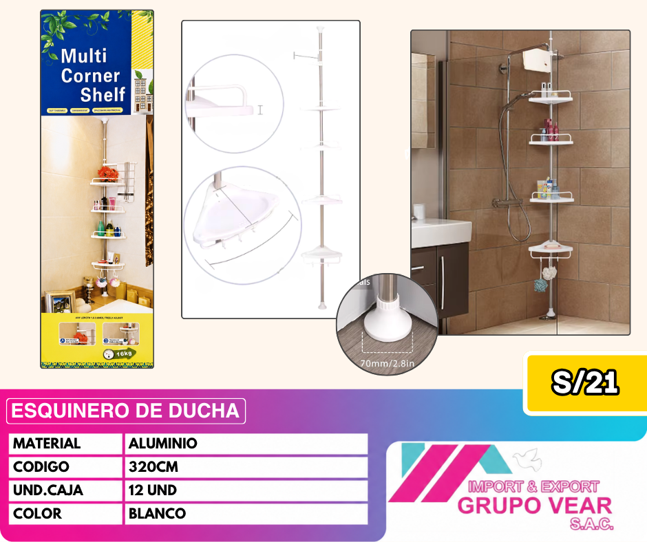 ESQUINERO DE DUCHA (12 UNIDADES)