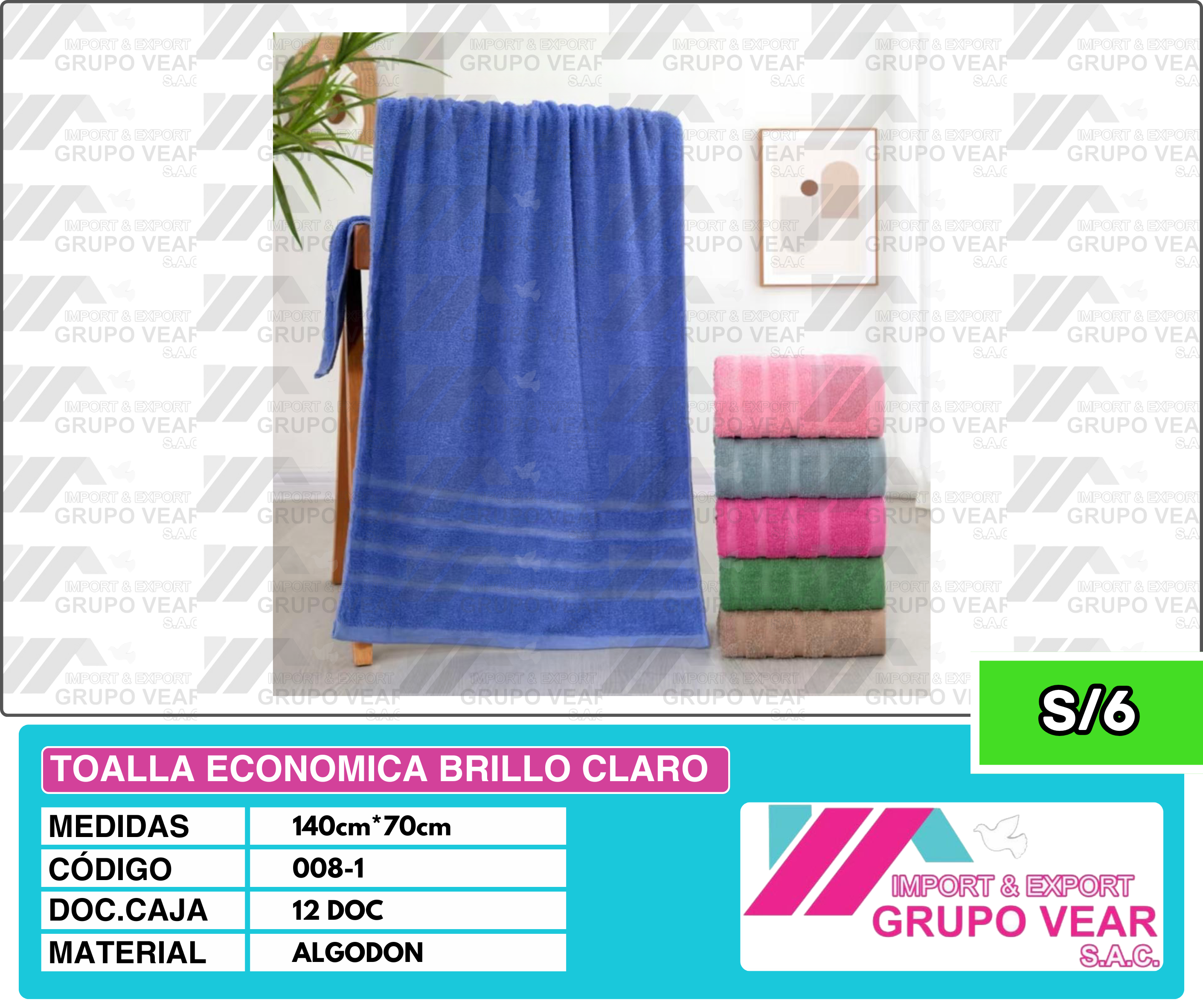 TOALLA ECONOMICA BRILLO CLARO (12DOC)