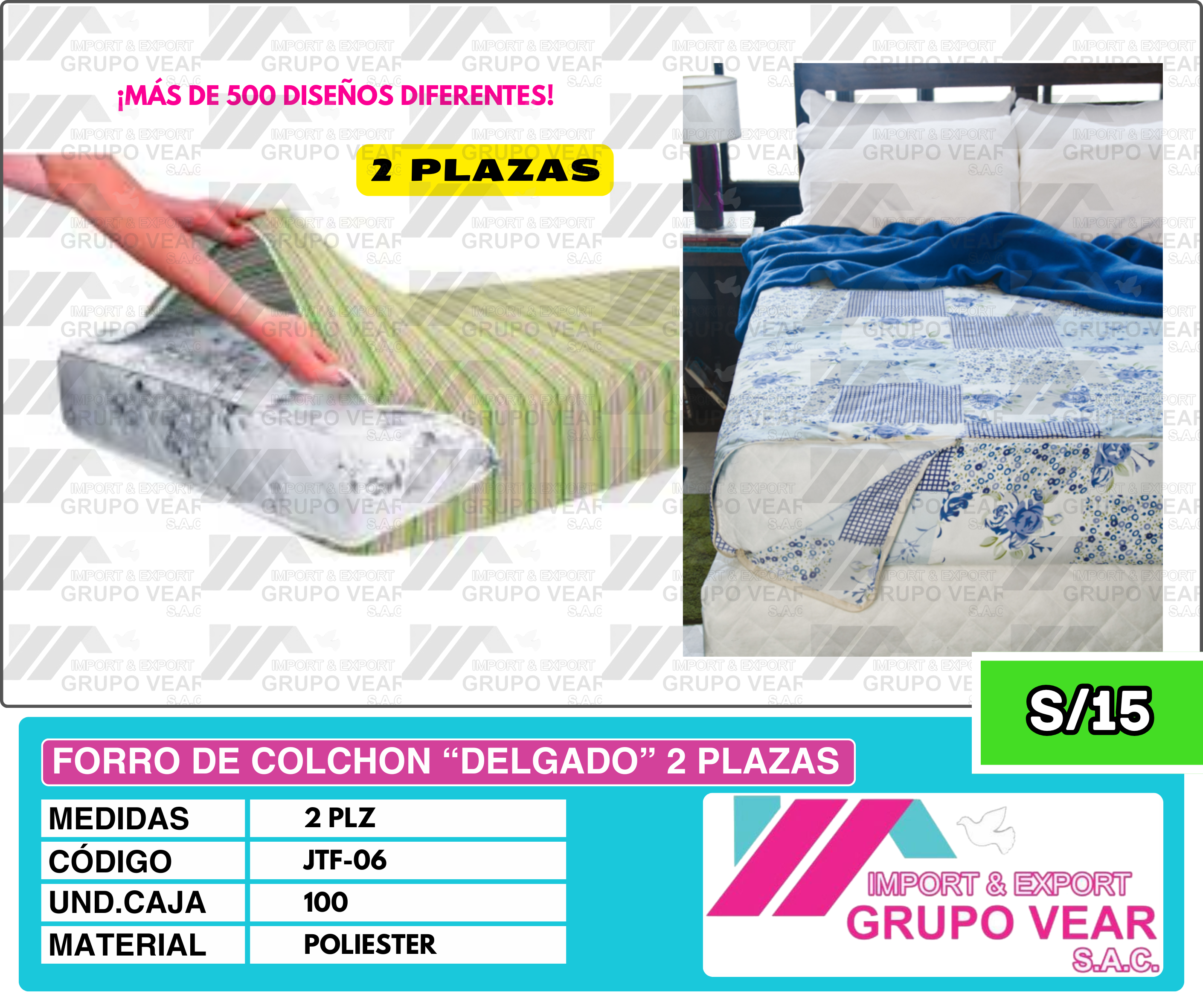 FORRO DE COLCHON “DELGADO” 2 PLAZAS (100 UND)