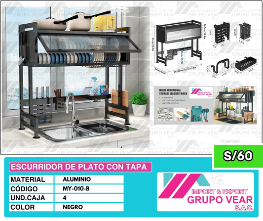 ESCURRIDOR DE COCINA 85CM CON TAPA (4 UNIDADES)