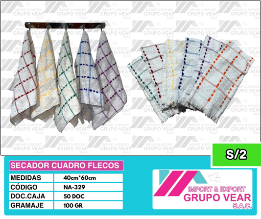 SECADOR CUADRO FLECOS (50 DOCENAS)